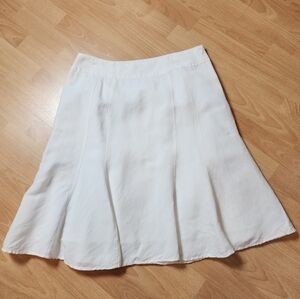 Coldwater Creek Linen A-Line Knee Length White Skirt Size Medium Petite